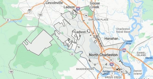 Map of North Charleston, South Carolina